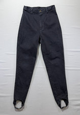 VTG Black Denim Stirrup Pants High Waisted 80s Tapered Leg Pants 29 Waist