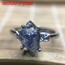 11.85Ct 100%Natural Blue Rare Dumortierite Quartz Rutilated Adjustable Ring E155