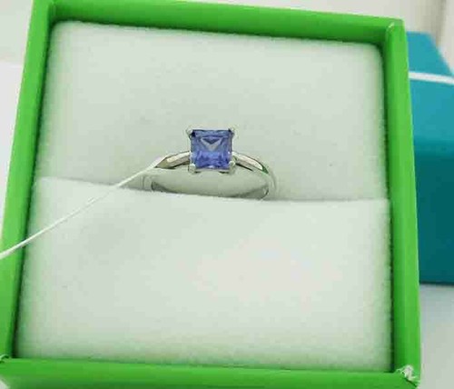 ANELLO SOLITARIO TANZANITE LAB AAA 0,73 Cts ORO BIANCO 10k - Nuovo con etichetta - Foto 4 di 5