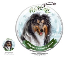 Collie Bellyrubs and Christmas Kisses Holiday Ornament