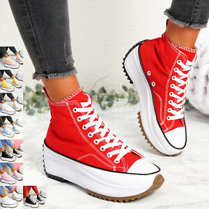 Details about   Causal Women High Top Wedge Heel Sneaker Trainer Plimsoll Boots Sport Shoes@fuzh