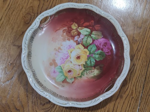 Antique Unger & Schilde Three Crown Germany Gold Edge Signed E. Laport Plate (B3 - Picture 4 of 11