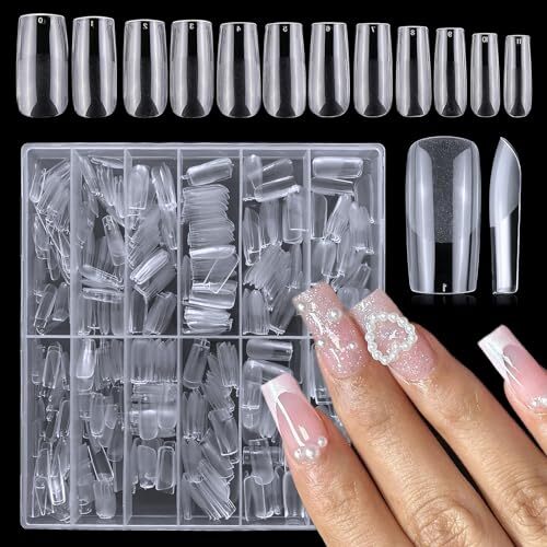 600pcs Square Nail Tips Clear Gel x Nail Tips Full Cover Medium Length Square - Picture 7 of 7