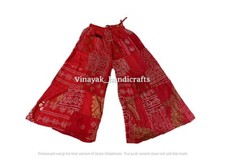 Indian Vintage Rayon Patchwork Wide Leg Hippie Boho Gypsy Palazzo Pants Trouser