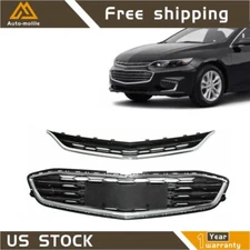 Front Bumper Upper&Lower Grille Honeycomb Mesh Grill For 2016-2018 Chevy Malibu