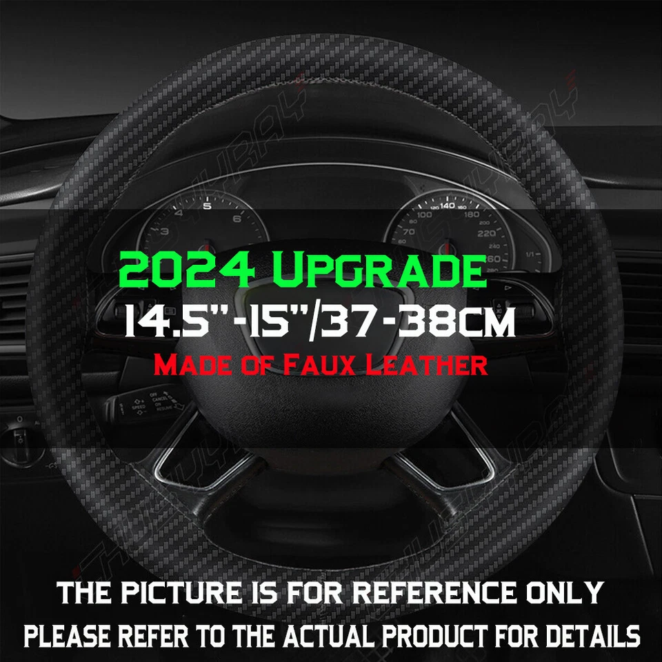 Cubierta de volante de cuero genuino real negra para Toyota Prius V 2013 38 cm hágalo usted mismo Foto 2 de 4