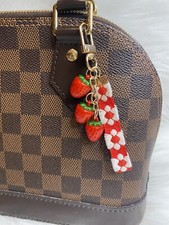 Strawberry Bag Charm Keychain car key Fob strap Red Gold New Birthday Gift