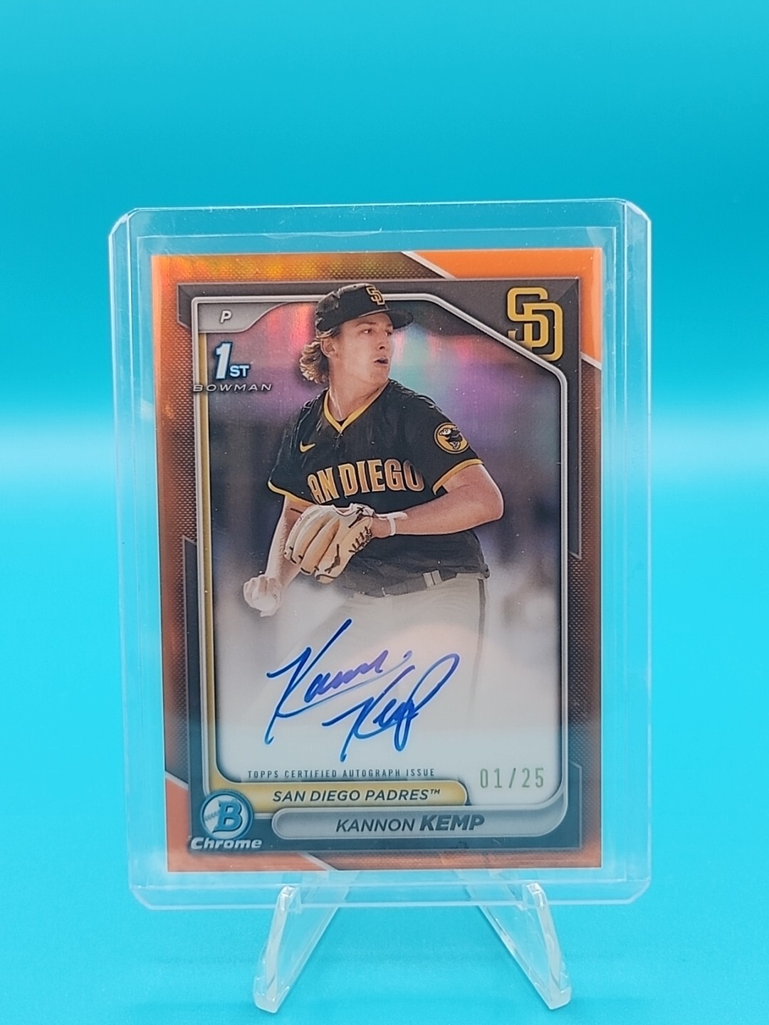 2024 Bowman Chrome - Kannon Kemp True Orange 1st Prospect Auto 1/25 Padres
