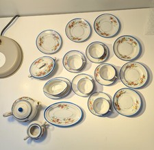 ANTIQUE HAND PAINTED JAPAN MINIATURE DISHES TEA SET FLORAL