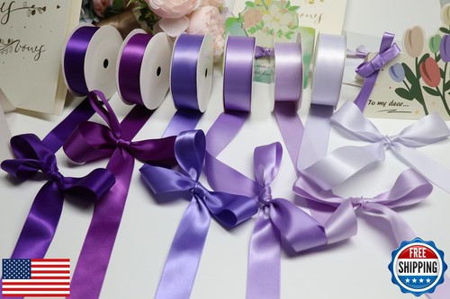 Yardinys Satin Ribbon 1 Inch Fabric Ribbon, Purple Assortment Double Faced Ri - Picture 3 of 5