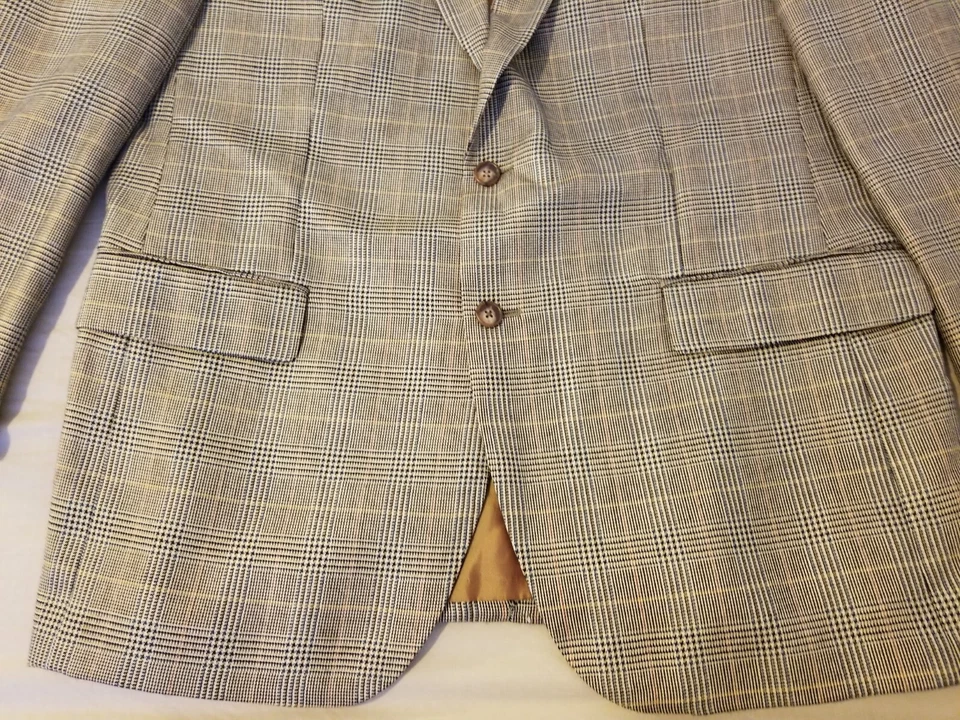 Куртка мужская Alan Flusser шелковая шерстяная блейзер 44L хаки - Изображение 3 из 4