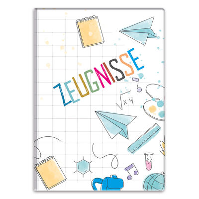 itenga Zeugnismappe Doodles Schule A4 hochwertig wattierter Einband Schulanfang