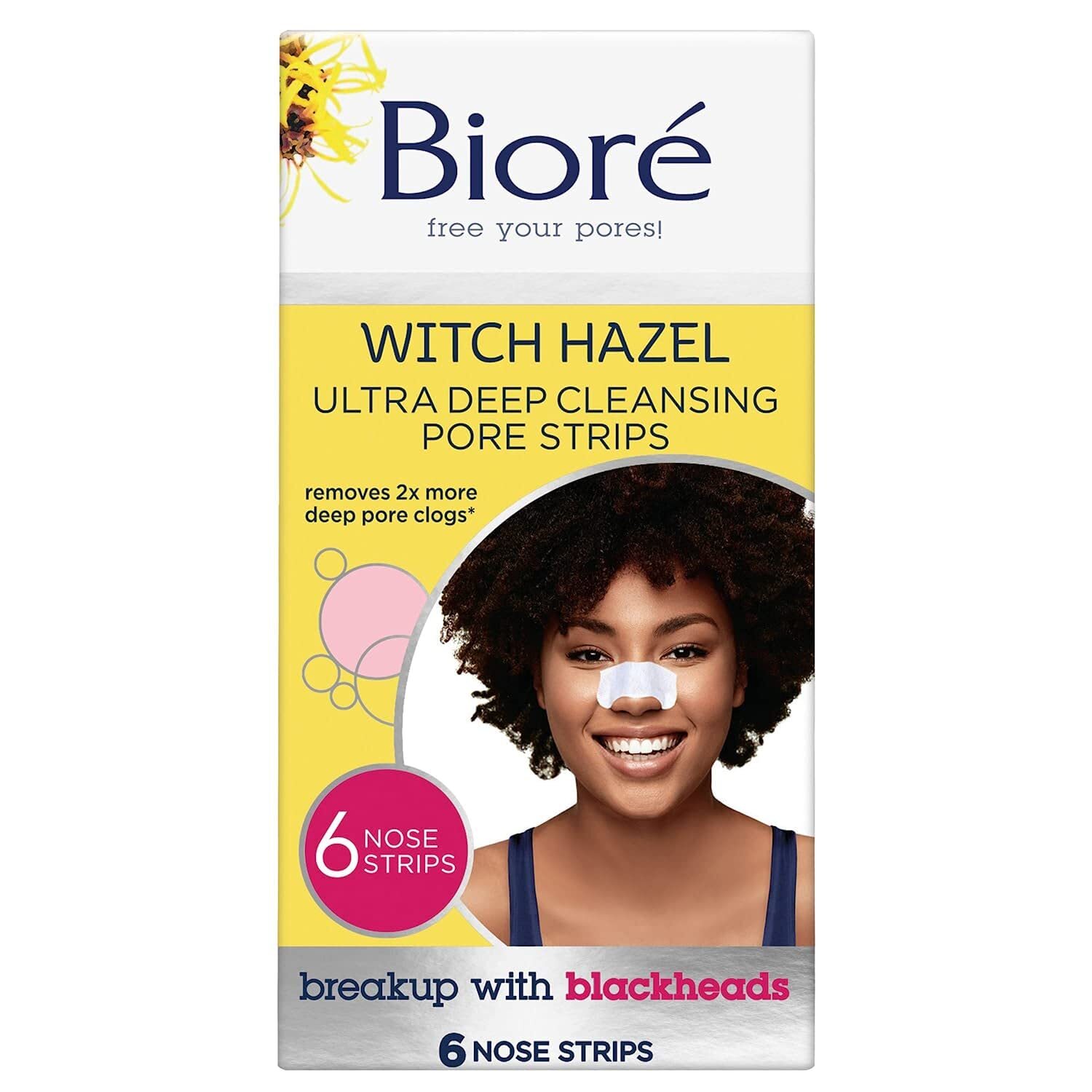 Biore Blackhead Remover, Witch Hazel Ultra Cleansing Pore Strips 6ct
