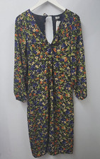 Pumkie Womens Midi Dress Long Sleeve Floral Print Stretch Size Uk 10 V-neck