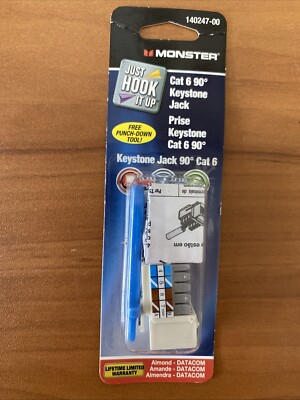 MONSTER 140247-00 Cat 6 90 Degree Keystone Jack, FREE SHIPPING