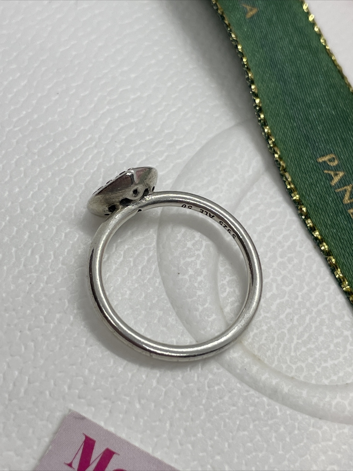 Pandora Silver Pave CZ Heart Stackable Ring 19089… - image 5