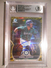 Gabriel Gonzalez 2023 Bowman Chrome Yellow Lunar Refr #BDC72 Signed Auto Beckett