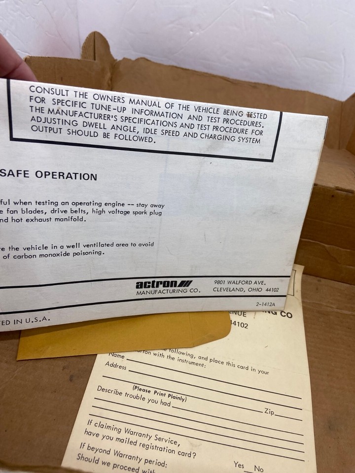Actron Model 615 Diagnostic Analyzer Dwell Points For 12 Volt Ignition