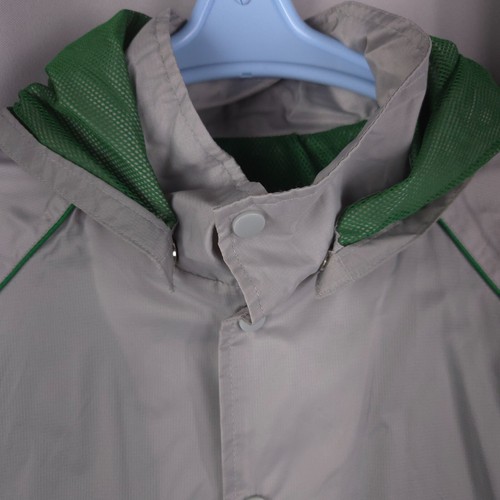 Athletech Jacket Mens 2X Gray Hooded Cape Windbreaker Snap Nylon Light Mesh Vent - Picture 2 of 14