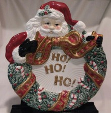 Santa Claus HO! HO! HO! Christmas Canape Wreath Plate or Wall Display Fitz&Floyd