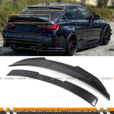 For 19-26 BMW G20 330i G80 M3 Carbon Fiber Psm Trunk W/ Rear Window Roof Spoiler