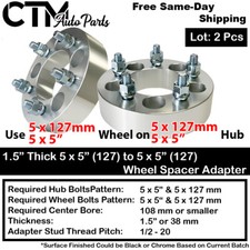 2x 1.5 Thick 5x55x127 Wheel Spacer Adapter Fit Old Brougham Caprice Fleetwood 2x 1.5 Thick 5x55x127 Wheel Spacer Adapter Fit Old Brougham Caprice Fleetwood