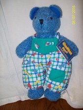 Baby B'gosh Bear Plush Teddy 14" Blue Overalls With Tag