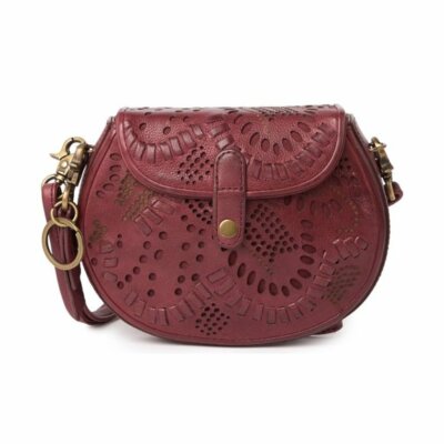 Frye Womens Red Leather Boho Fold Over Strappy Small Crossbody Handbags New