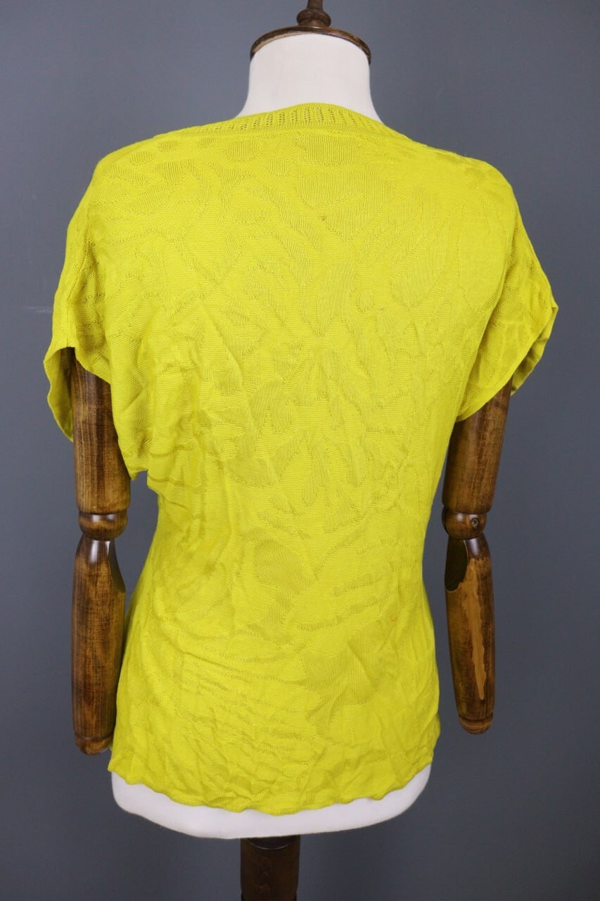Ivko V-Neck Pullover Structure Pattern Yellow Shi… - image 14