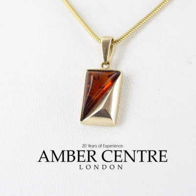 Italian Made Eleganter German Baltic Amber Pendant in 9ct Gold -GP0161 UVP375 !!!
