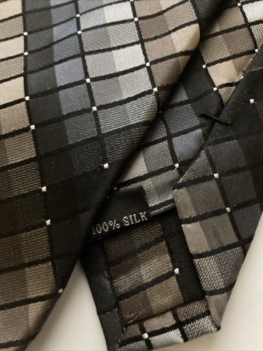 CALVIN KLEIN 100% Silk Tie Men’s Black And Gray 3 1/4” Wide 58” Long - Picture 4 of 6