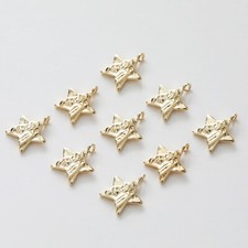 6pcs Gold Star Charm,Gold Plated Brass Pentagram Pendant Connector,Earring Charm