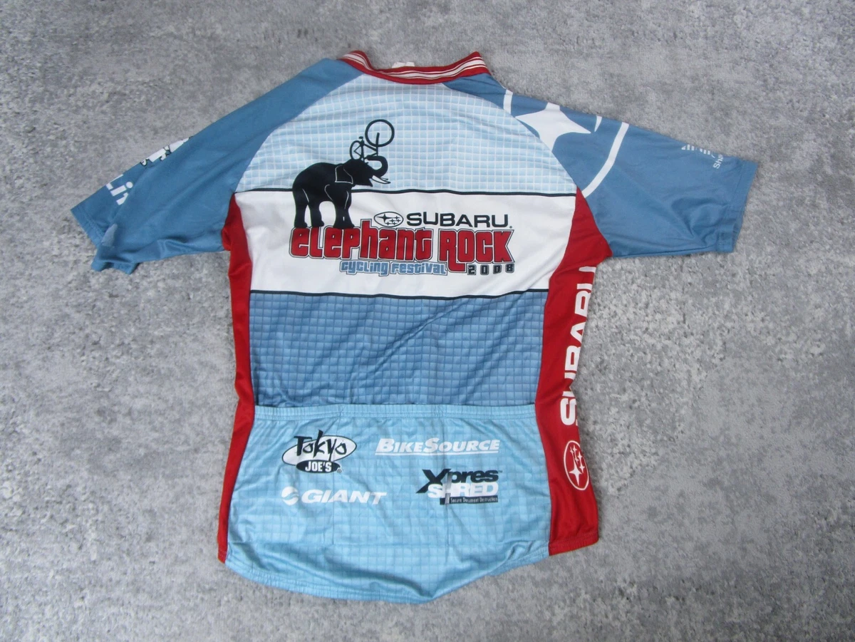 Subaru Shirt Mens XL Cycling Blue Elephant Rock Snoopy Activewear Bike Jersey