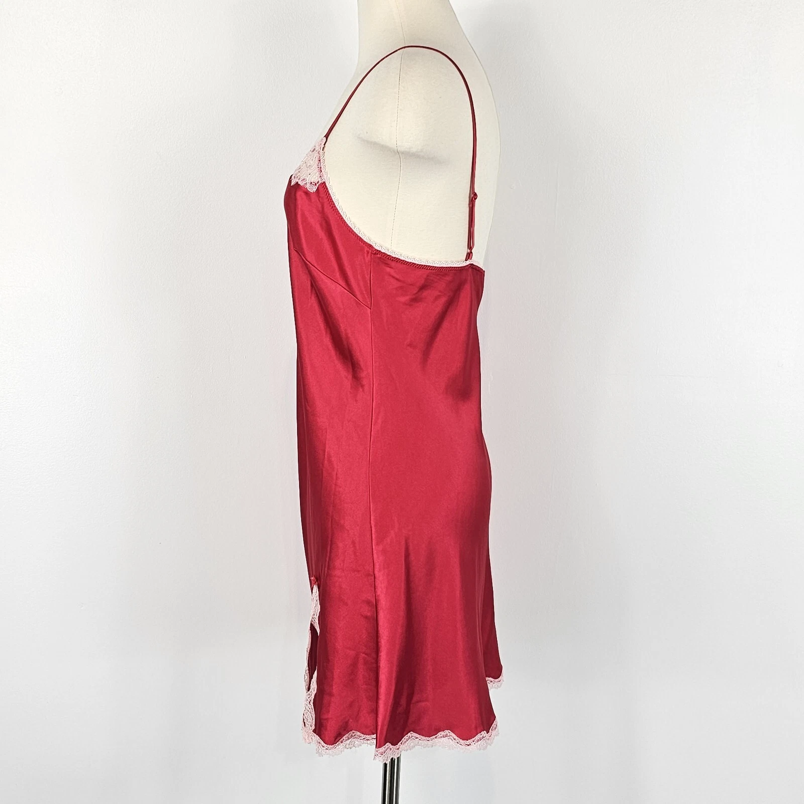UNDERCOVER Camicia slip abito Victorias Secret medio rosso babydoll raso pizzo civettuola Y2K