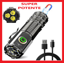 POTENTISSIMA TORCIA LED BATTERIA RICARICABILE LAVORO MAGNETICA MILITARE TATTICA