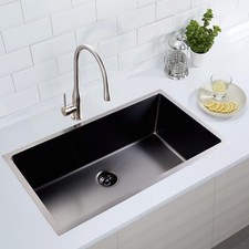 32" Black Undermount Single Bowl Sink, 32'' x 19'' Stainless Steel Kitchen Sink