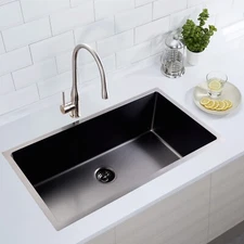 32'' x 19'' Black Undermount Kitchen Sink, Single Bowl Kitchen Sink with Drainer