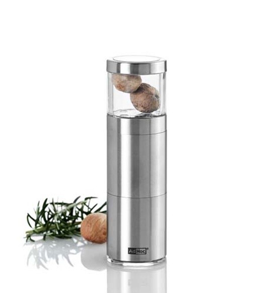 Macina Noce Moscata Manuale In Acciaio Inox – Macinino Portatile Con Coperchio Contenitore, Per Spezie E Frutta Secca, 15 Cm - 2