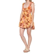 Free People Vernon Mini Dress Sleeveless Floral Orange size Medium NWT $128