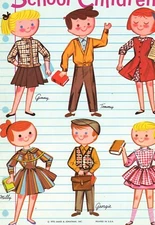 VINTGE UNCUT 1975 SCHOOL CHILDREN PAPER DOLL RARE HD LASER REPRODUCTIN~NO1 SLER 