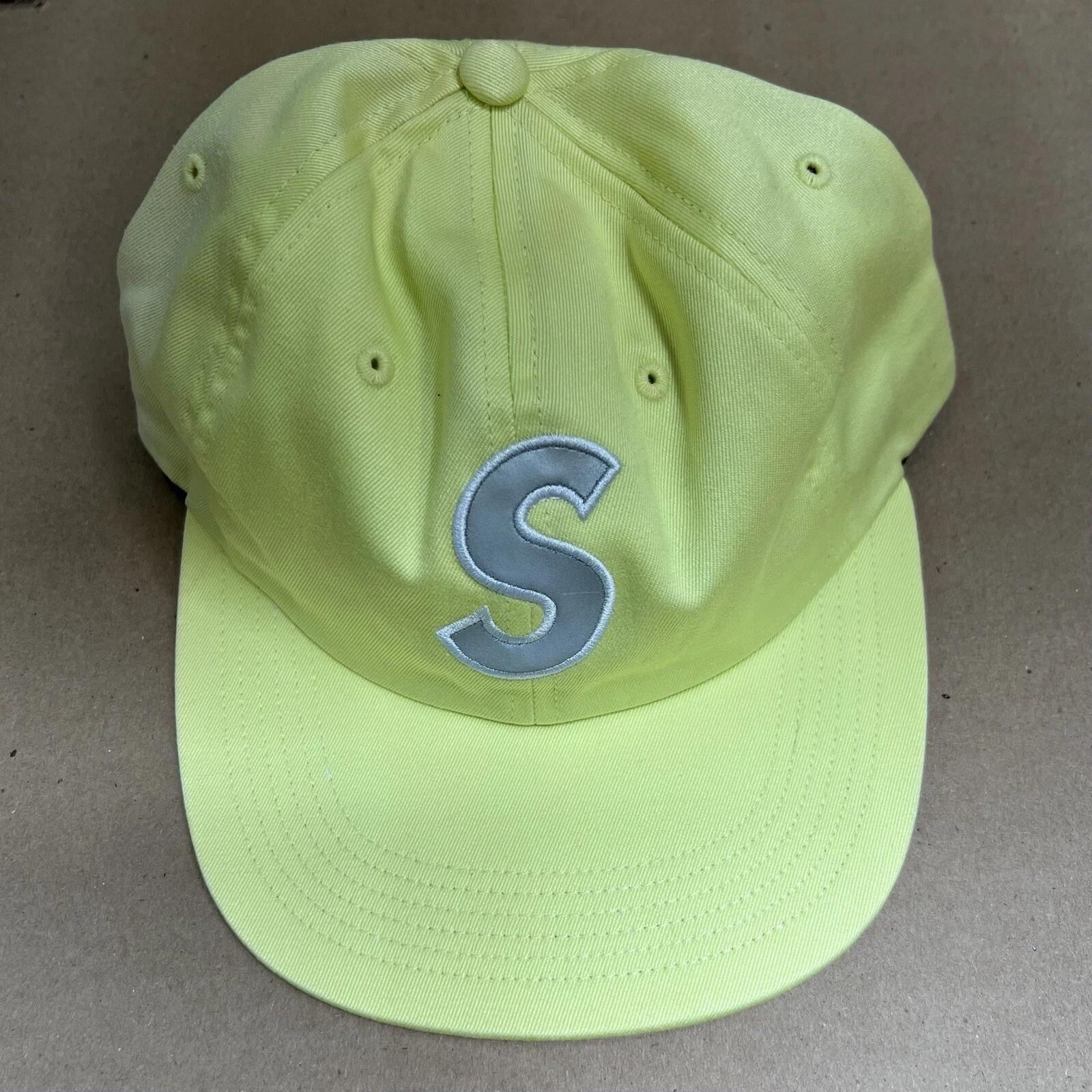 Casquette chapeau SS16 Supreme 3M Reflective S logo 6 panneaux jaune citron 2016