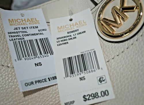 NWT MICHAEL KORS BOWERY SM Hobo BAG & WALLET In LT. CREAM MK SIG CC Leather - Picture 11 of 12