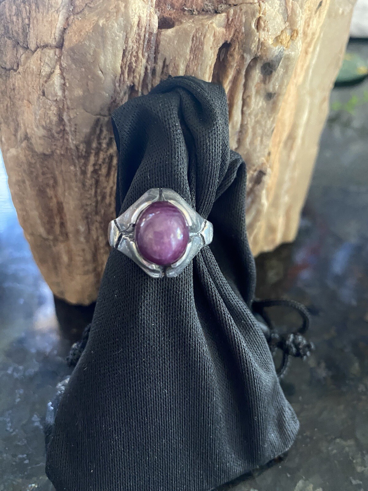 Star Ruby Large domed natural red ruby sterling s… - image 4