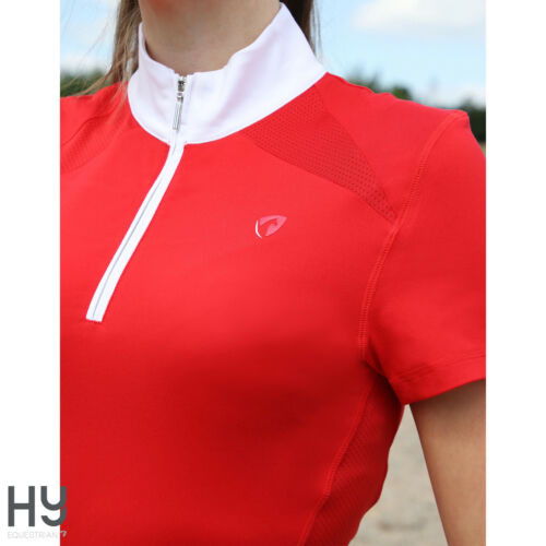 Camisa de espectáculo escarlata ecuestre Hy para niños/adolescentes - material transpirable suave - absorbente - Imagen 2 de 11