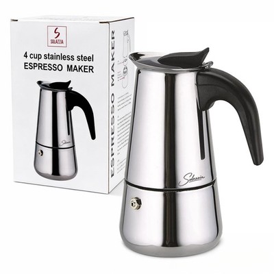 Espresso Maker 4 Cup Moka Pot Stainless Steel Percolator coffee pot, Compatib...