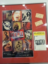 Original Boardway "RENT" POSTER 2000 With PLAYBILL ADMISSION TICKETS AUTOGRAPHED