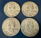 Ben Franklin Silver Half Dollars Lot Of 4 Coins