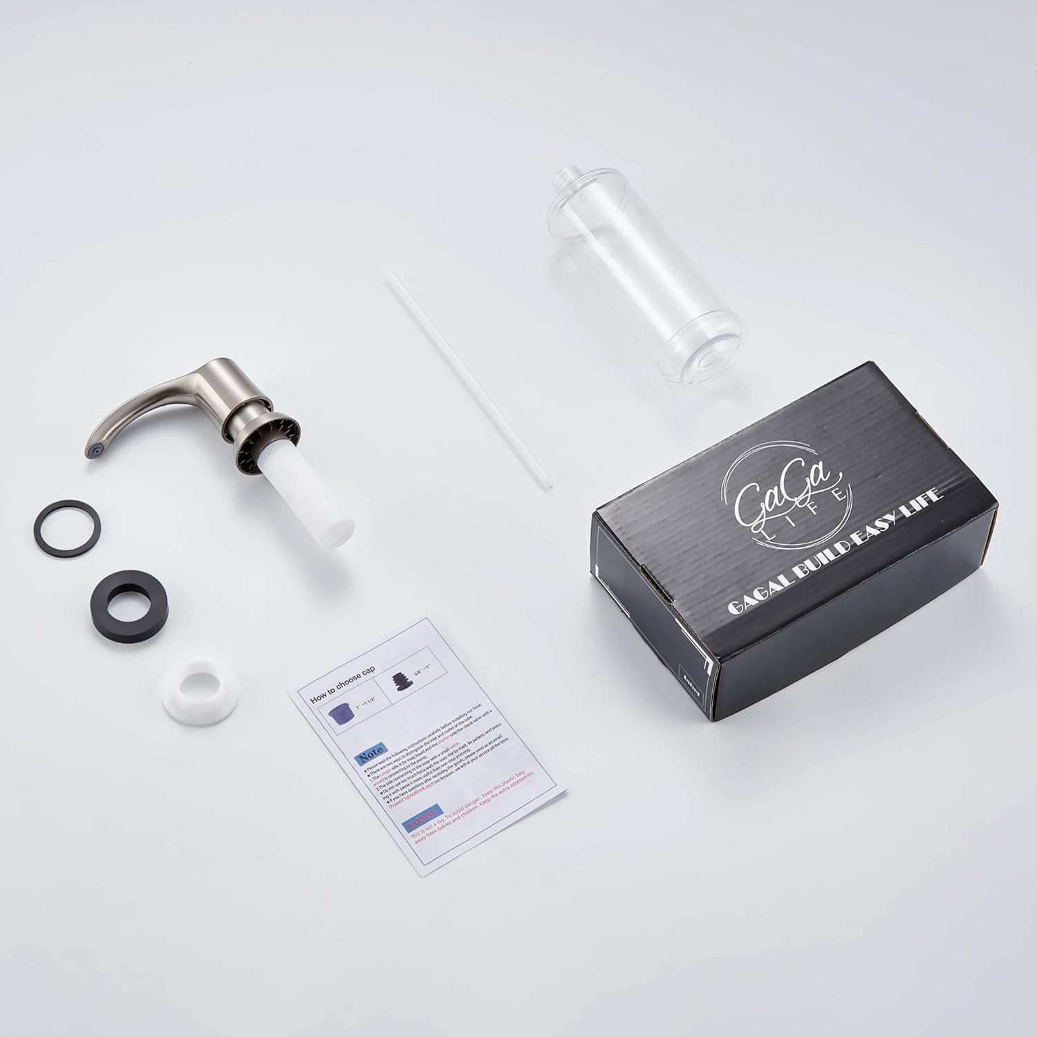 GAGALIFE Kitchen Sink Soap Dispenser with Large Bottle Brushed Nickel 