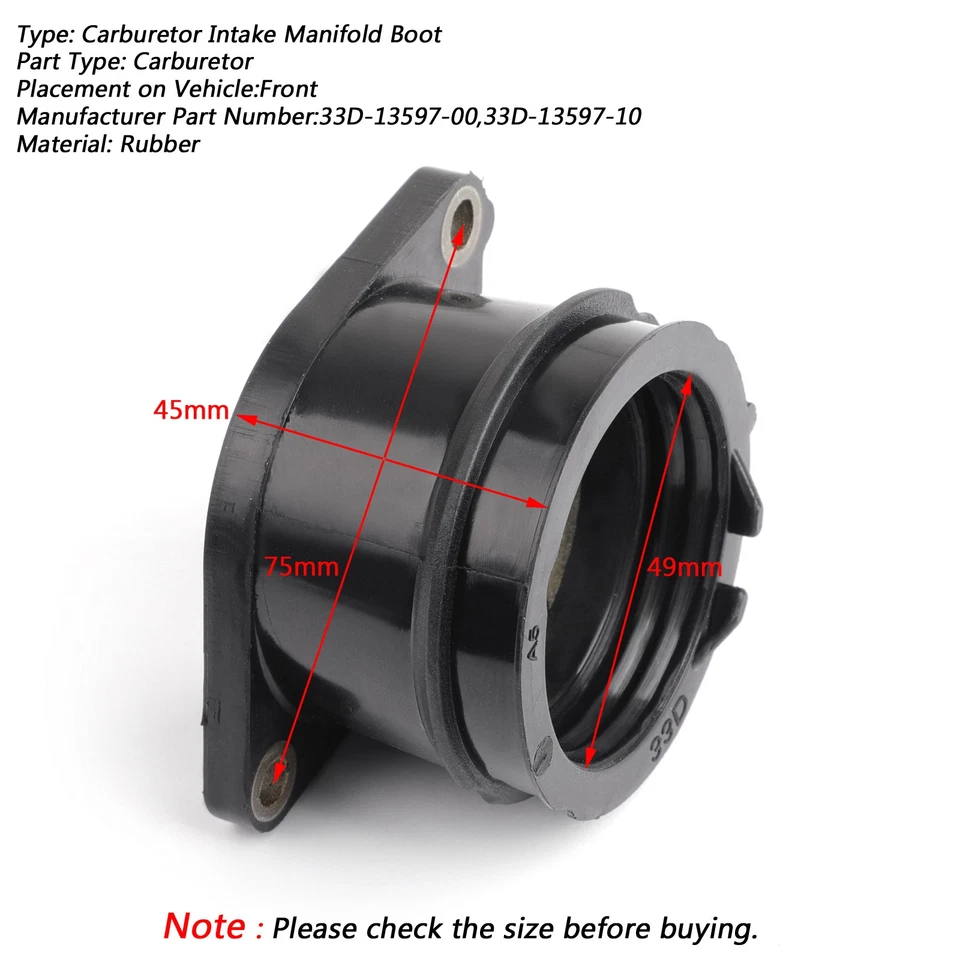 Bota colector de admisión de cuerpo de acelerador de goma para Yamaha YZ450F 10-17 WR450F 2016 Foto 2 de 4