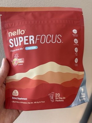 Nello Superfocus- Caffeine Focus Drink Mix Fruit Punch 20 Pack